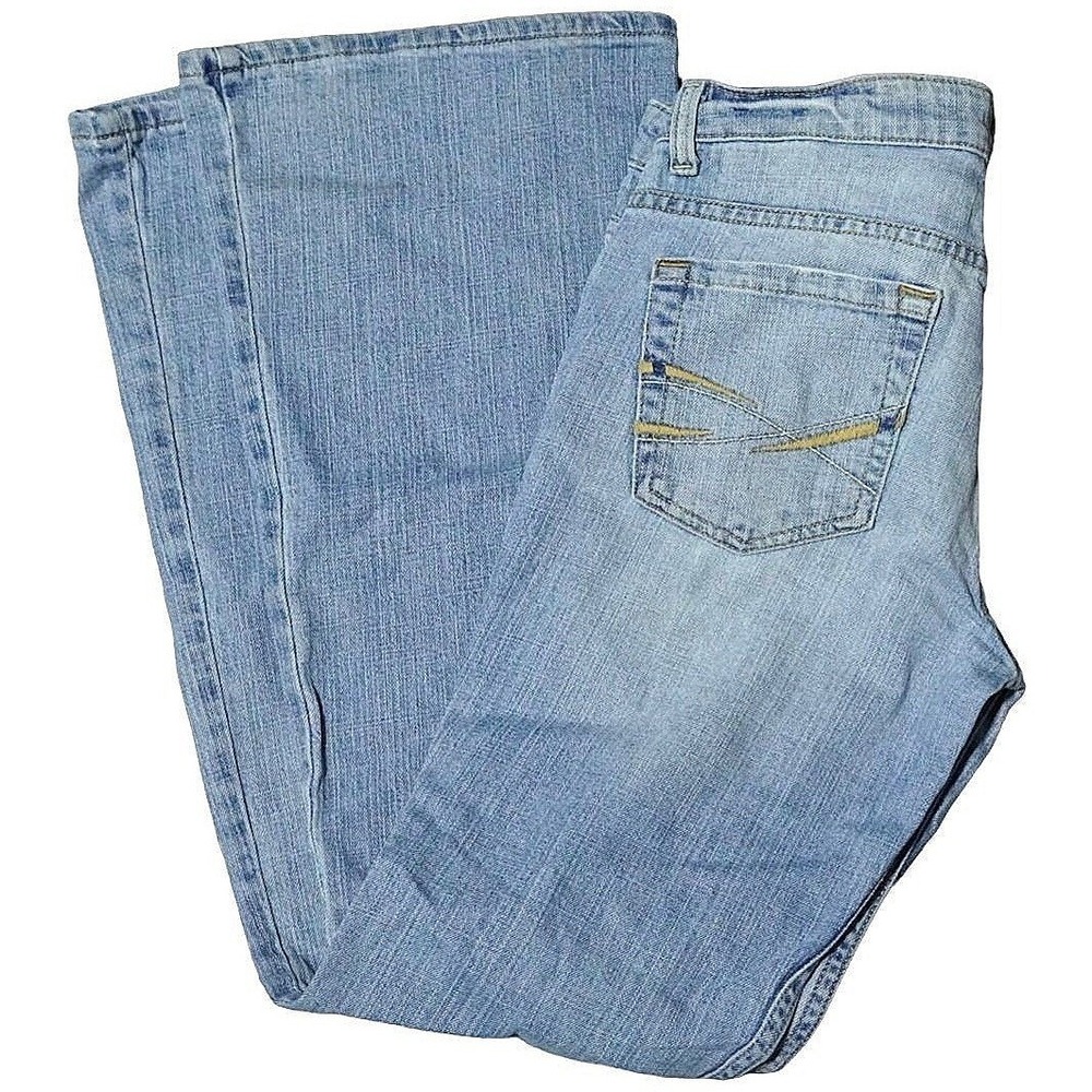 Y2K Aeropostale Stretch Flare‎ Jeans Women 3/4 S Light Wash Blue Denim Low Rise